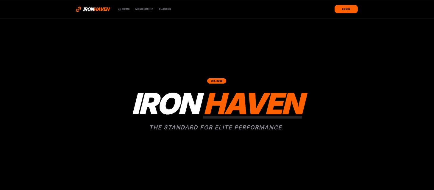 Iron Haven Gym Production User Interface Mockup