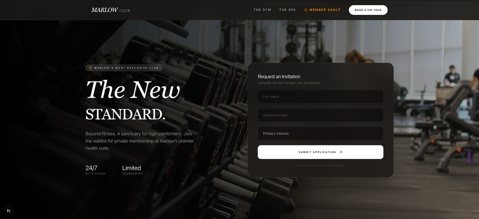 The Marlow Club Production User Interface Mockup